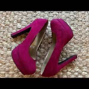 Mossismo Supply Co Maroon Faux Suede Platform Heels